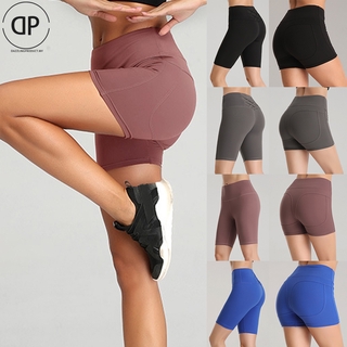 pantalones cortos de yoga para mujer con bolsillos de control de barriga/entrenamiento para correr/pantalones atléticos de yoga