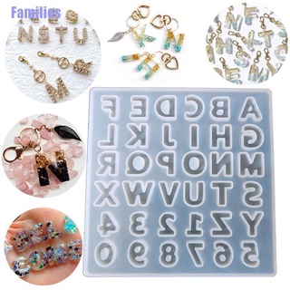 Familias. Molde de resina epoxi cristal alfabeto letra número colgante molde de silicona