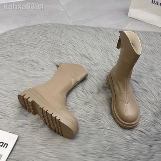 Blanco De Suela Gruesa Tubo Medio Martin Botas De Las Mujeres s Zapatos 2021 Nuevo Verano Marrón Delgado Cortas Primavera Y Otoño Individuales (1)