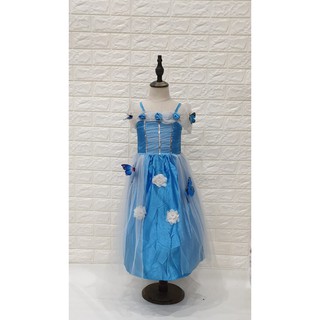 Cenicienta princesa vestido disfraz azul Tosca satén azulejo