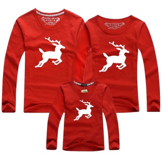 Navidad familia Look ciervo mamá y Me ropa de dibujos animados coincidencia de la familia ropa madre padre bebé manga larga camiseta