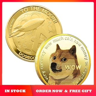 Listo stock Moneda Conmemorativa Shiba Inu Doge color Tridimensional Alivio Medallón Chapado En Oro Plata metal Insignia virtual COD
