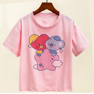 M store kpop idols BTS Verano casual Camiseta De Dibujos Animados Niños 90cm-150cm Rosa T-shirt bt21 Manga Corta