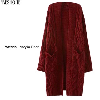 Freshone Ultra suave suéter Cardigan Twist tejido Color sólido abrigo resistente al frío prendas de abrigo (3)