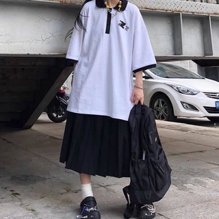 Falda de trabajo de verano Sut estudiantes niñas POLO de manga corta Jepun + falda de cintura elástica dos hebras kolej
