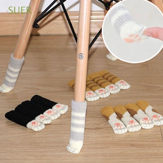 SUER 4pcs Cute Knitting Furniture Cat Paws Chair Socks Non-Slip Footprints Cartoon Home Protective Case
