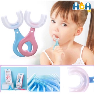 Hch Kids cepillo de dientes en forma de U Material de silicona cepillo de dientes bebé silicona tipo U cepillo de dientes niños cepillo de dientes