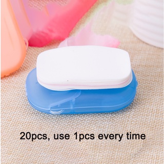 [listo stock] 20 unidades de viaje desechables tabletas de jabón en caja de papel de jabón portátil lavado de manos tabletas de viaje llevar papel de jabón