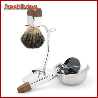 【freshliving】36035 Men's Retro Manual Razor Set Razor Shaving Brush Bowl Rack 5 Sets (6)