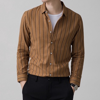 primavera otoño nuevo estilo de mediana edad de los hombres de cuadros de manga larga camisa de negocios de ocio camisa de algodón