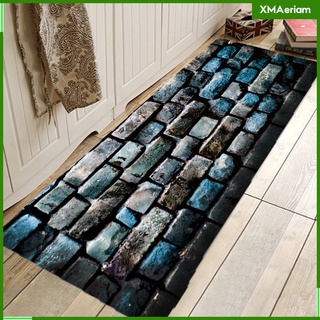 Washable Anti-slip Bedside Play Polyester Pad Stone Wall Texture f/ Bedroom