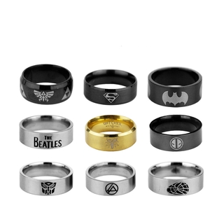 anillo de acero inoxidable zelda harry potter marvel beatles marcado láser anillo de acero de titanio para hombres tamaño us 7-13 (1)