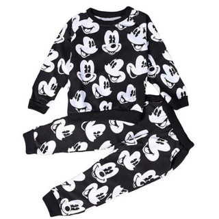 Niños conjunto de ropa de otoño de los niños de dibujos animados de Mickey Mouse T-shirt sudadera pantalones trajes de bebé niñas deportes conjuntos de ropa