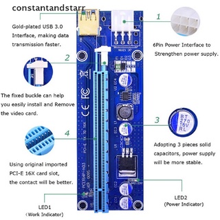 [Constantandstarr] USB 3.0 Pcie PCI-E Express 1x To 16x Extender Riser Card Adapter Power BTC Cable REAX