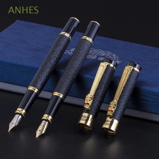 ANHES Writing Supplies Ink Pen School Supplies Business Ink Pen Fountain Pen Office Golden Dragon Stationery Student Frosted Black High Quality Writing Pen