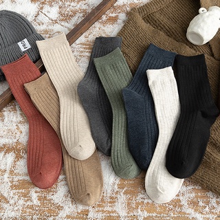 Los hombres calcetines otoño invierno algodón costilla colores sólidos Harajuku Crew calcetines blanco regalos para los hombres de la moda calle Casual tubo medio