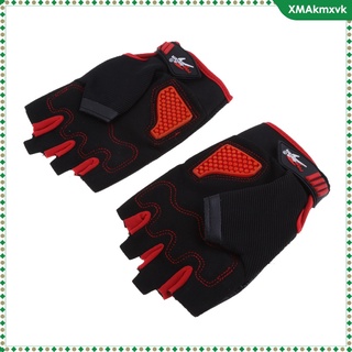 Red Half Finger Motorcycle Bike Bicycle Riding Cycling Sports Gloves