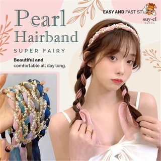 banda para el cabello con perlas mujeres niñas accesorio para el cabello con cinta alargada de verano diademas