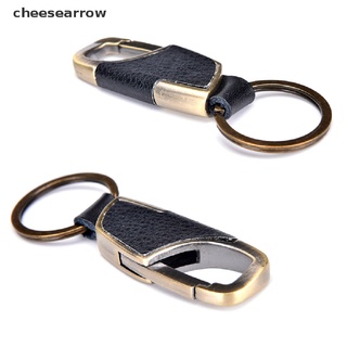 【ow】 New Men Creative Metal Leather Key Chain Ring Keyfob Car Keyring Keychain Gift .