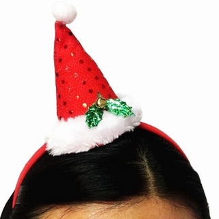 rojo navidad mini lentejuelas santa claus sombrero diadema tocado con campana accesorio de vacaciones