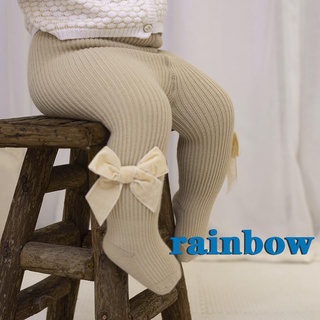 Pantimedias rainbow-Kids, Bowknot cintura alta acanalada polainas pantalones pantalones para niñas, 6 meses-6 años