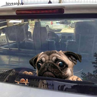 loveaigyo divertido 3d pug perros reloj caracol coche ventana calcomanía lindo mascota cachorro portátil pegatina cl