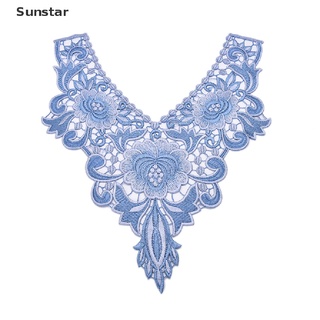 [Sunstar] 1 pieza bordado Floral encaje cuello cuello cuello recorte ropa costura parche B (2)