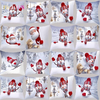 FICIOUS 45x45cm Printed Christmas Pillow Cases Car Decorative Cushion Cover Polyester Pillowcase Sofa Home Decor Living Room Snowman Xmas Gifts Pillow Covers