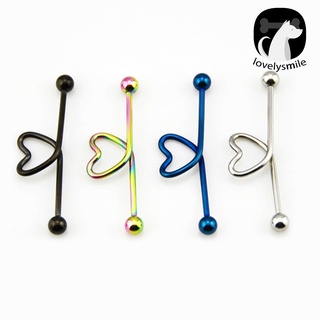 [lovely] 1Pc Unisex Stainless Steel Heart Shaped Cartilage Piercing Industrial Barbell
