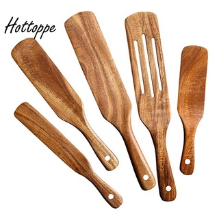Juego de espolones de madera (5 piezas) - utensilios de cocina antiadherentes para remover y mezclar