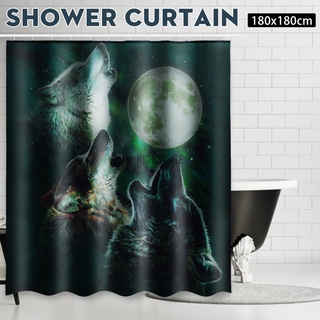 moon wolf - cortina de ducha impermeable (180 x 180 cm, tapa de baño)