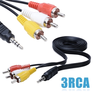 cable de cable av de audio de 3.5 a rca macho de alta calidad/cable de cable de cable av de 1 m 3.5 mm enchufe macho a 3 adaptador rca para altavoz portátil dvd tv
