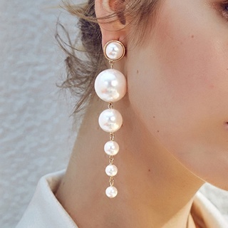 1 par de pendientes largos de perlas simuladas de oro para mujer, diseño geométrico, redondo, joyería, regalos