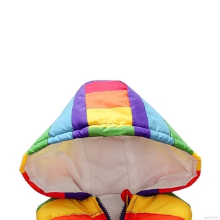 Ropa de bebé otoño niños niñas arco iris rayas chaleco chamarra (5)