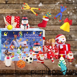 Purp-navidad Advent calendario, caja ciega resina colgante llavero juguete navidad cuenta atrás 24 días