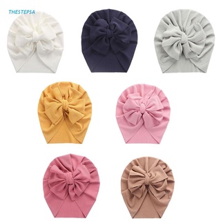 Thestepsa - sombrero turbante para bebé recién nacido, suave, para niños, con lazo grande, de punto con múltiples opciones de Color