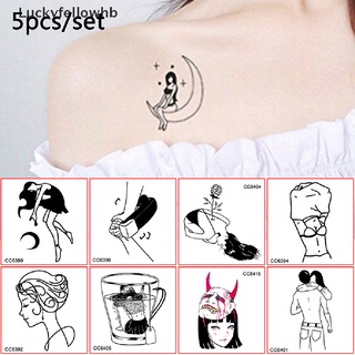 [Luckyfellowhb] 5 Sheets Little Vintage School Women Black White Face Temporary Tattoo Sticker [HOT] (1)