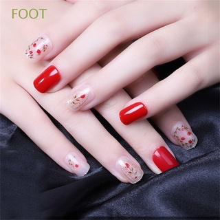 FOOT New Fake Nails Short Square Nail Finished Products Nail Patch Detachable Fashion Exquisite Chinese red False Nails Removable