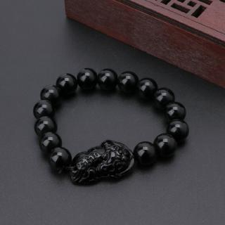 Unisex Feng Shui obsidiana piedra riqueza Pi Xiu negro pulsera atraer riqueza y buena suerte