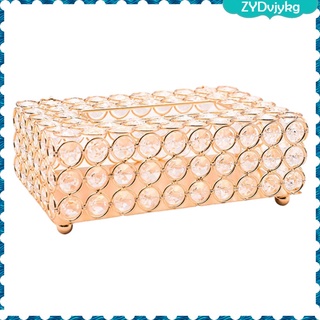 caja de pañuelos de cristal de lujo cubierta de diamantes de imitación servilleta titular de almacenamiento caso hogar