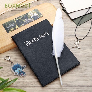 boxmost suministros de oficina death note pad anime tema escritura diario cuaderno cubierta de cuero moda collar colgante papelería pluma pluma en blanco bloc de notas