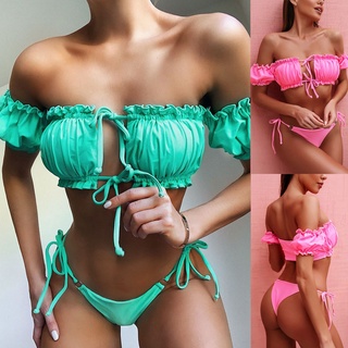 Neiyiya❀ Sexy Women Ruched Hollow Bikini Push-Up Padded Swimwear Swimsuit Beachwear Set SHEIN