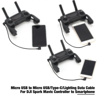 cable de datos micro usb a iluminación/tipo c/micro usb para control dji spark mavic (4)