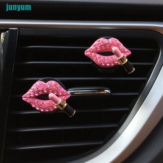 [um] Clip de Perfume de coche creativo diamante labios rojos coche salida de aire Clip de aromaterapia