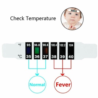 ☽ FT ♀ Pegatina De Medición De Temperatura Del Bebé Rápida Conveniente Cambio De Color LCD Precisa Reutilización Parche De La Frente (9)