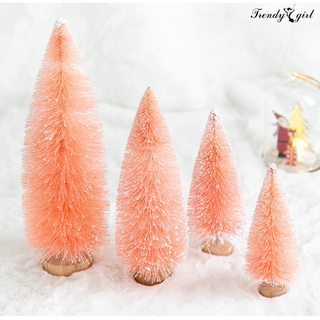[tdgl xmas] árbol de navidad decorativo multifuncional exquisito rosa flocado miniatura árbol de navidad para mesa (1)