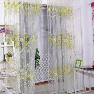 waies home girasol cortinas de gasa patrón de cortina 1*2 m panel de ventana tul bufanda pura decoración sala de estar/multicolor (4)