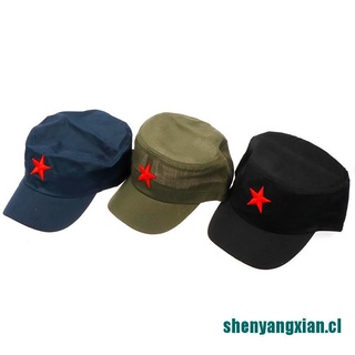 *laihot*1Pcs Fashion Cotton Fabric Adjustable Casual Red Star Flat Hats Unisex (6)