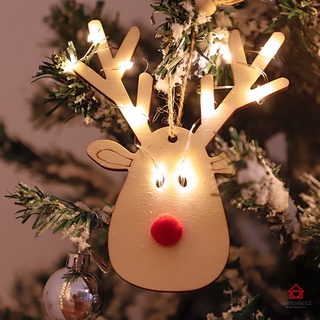 Christmas String Light Wooden Elk Plate String Lights with 10 LED Festival Themed Night Light Ornament for Party Home