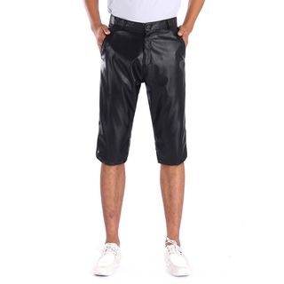 thoshine marca de verano de los hombres pantalones cortos de cuero elástico ropa de abrigo pantalones cortos masculinos de moda de cuero de la pu pantalones cortos